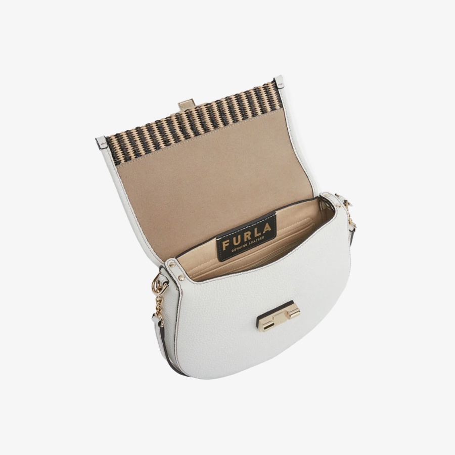 Túi Nữ FURLA Club 2 S Crossbody Tessuto Rafia Righe Vitello St Daino New Vitello Sorrento