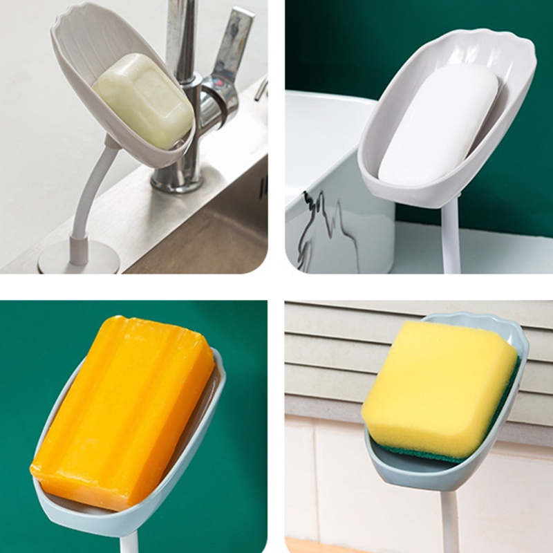 Giá Đỡ Xà Phòng Tự Dính Có Khay Đựng Mút Rửa Chén