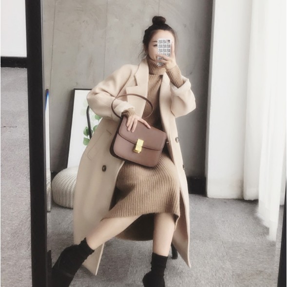 Váy len nữ phom suông dáng dài hàng quảng châu dày dặn chuẩn ảnh