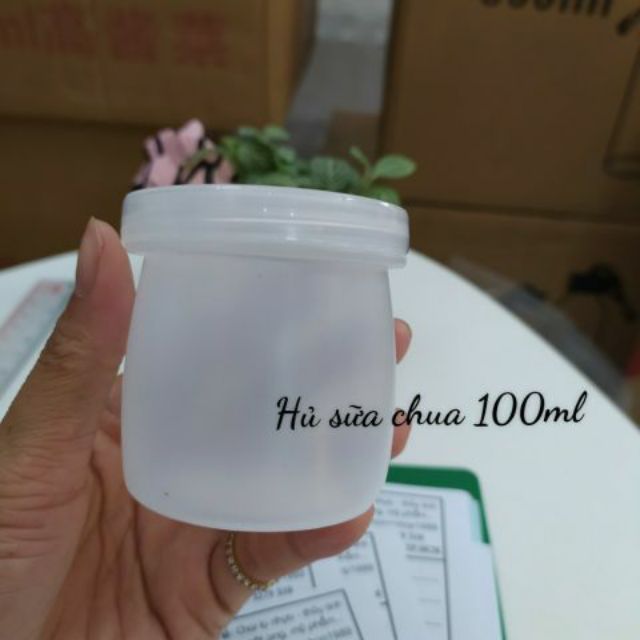 Combo 100 hủ sữa chua nhựa 100ml kèm tem thank you ❤