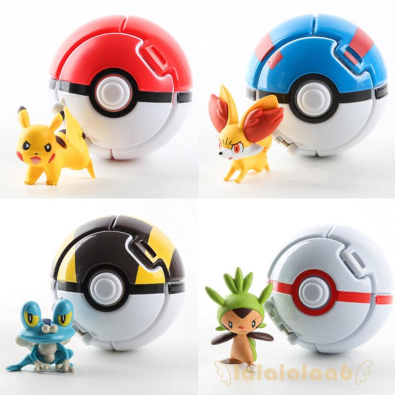 ◕Ω◕Pokemon Pokeball Pop-up Hoạt Hình Nhựa BALL Pikachu Quái Vật Đồ Chơi Trẻ Em Quà Tặng