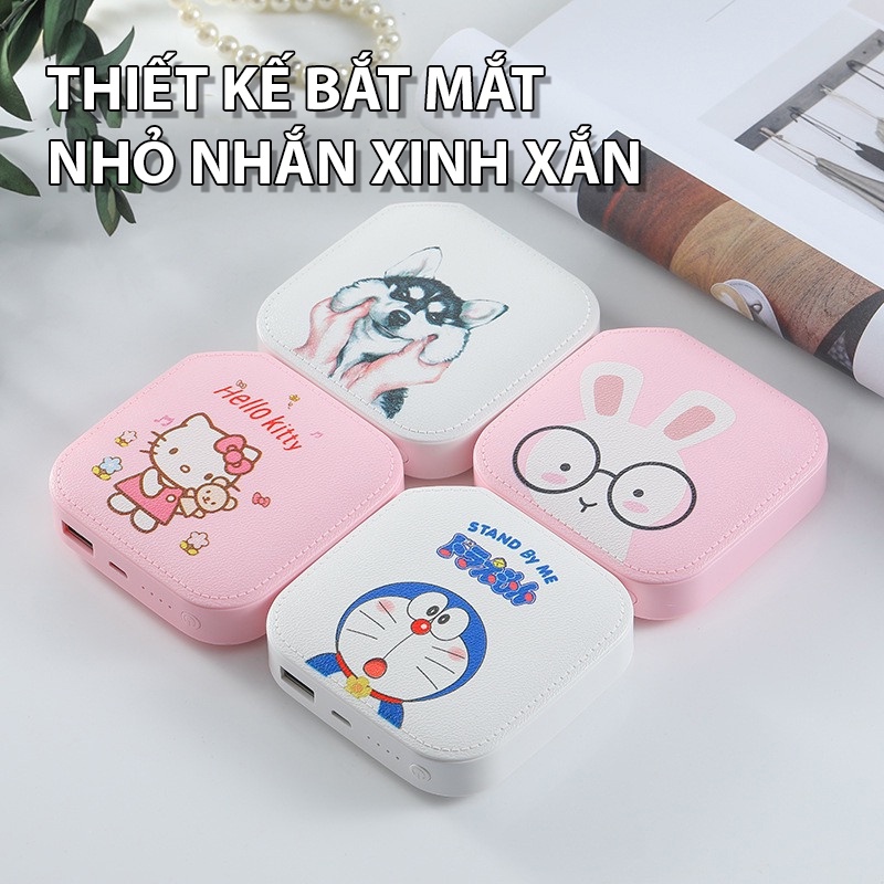 Sạc Pin Dự Phòng Cute - Doremon - Hello Kitty (Kèm Dây Đeo)