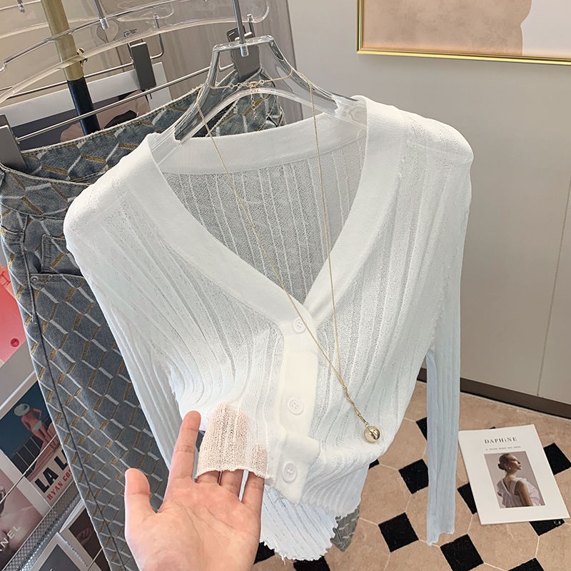 Áo Khoác Cardigan Dệt Kim Mỏng Dáng Ngắn Chống Nắng Thời Trang Mùa Hè 2022 Mới Cho Nữ