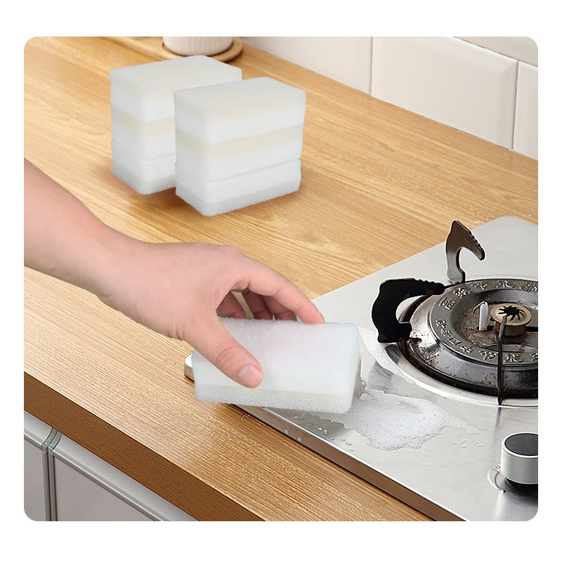Set 3 Miếng Xốp Trắng Đa Năng 3 Lớp Mềm Cắt Được Dùng Để Vệ Sinh Nhà Bếp/Phòng Tắm