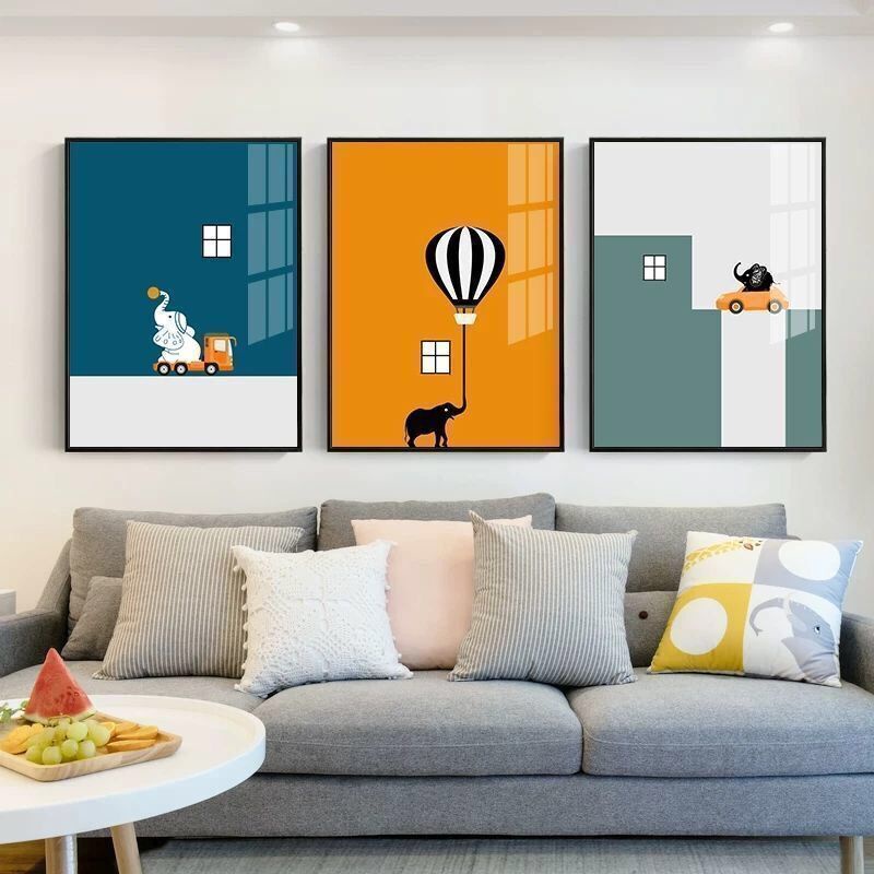Set 3 khung ảnh treo tường trang trí phòng khách/ngủ/ngủ không khung hình hoạt hình
