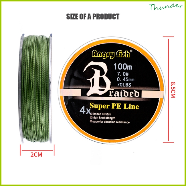 Dây cáp câu cá 4 dây bện siêu bền 100m/109yds 10LB-80LB