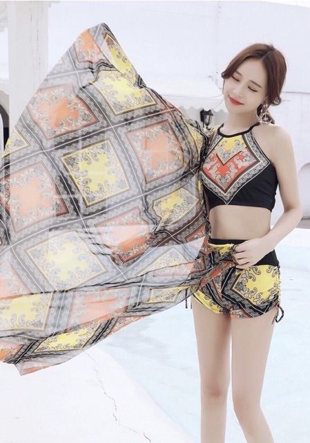 Bộ Đồ Bơi Bikini Áo Tắm Thổ Cẩm Kèm Khăn Đi Biển Hàng Nhập | BigBuy360 - bigbuy360.vn