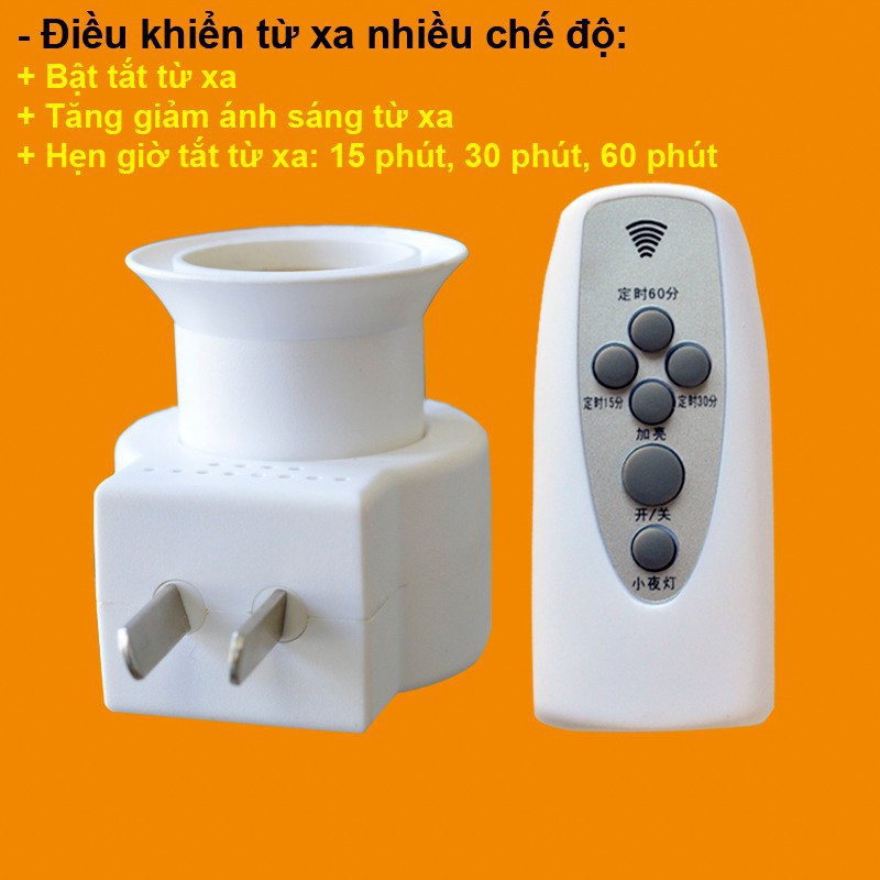 Đui đèn ngủ điều khiển từ xa bằng remote - Phích cắm đèn ngủ