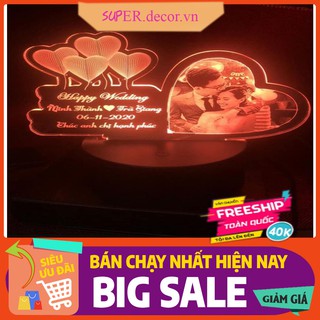 Đèn LED 3D Khắc Hình Theo Yêu Cầu, Đèn led 3d, Quà valentine
