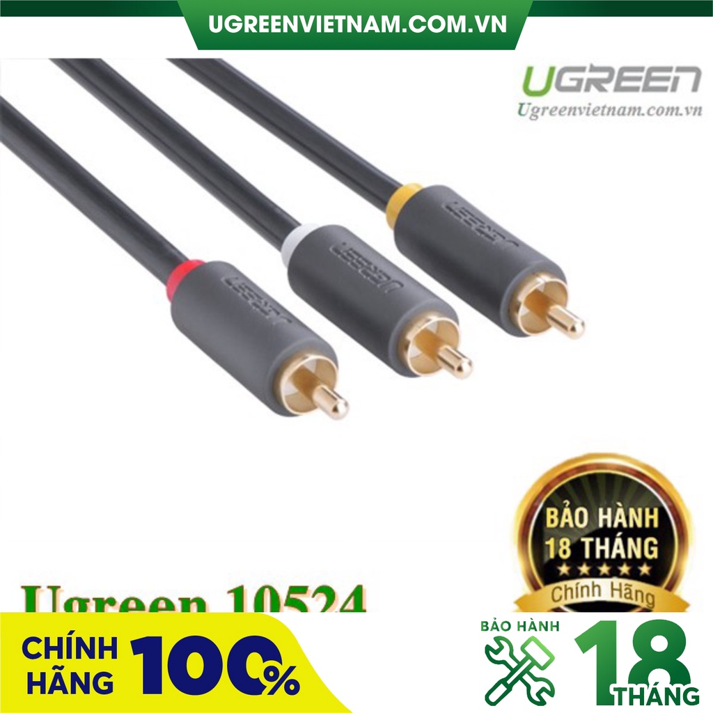 Cáp AV hoa sen 3 đầu RCA dài 1.5m chính hãng Ugreen 10524 Cao cấp