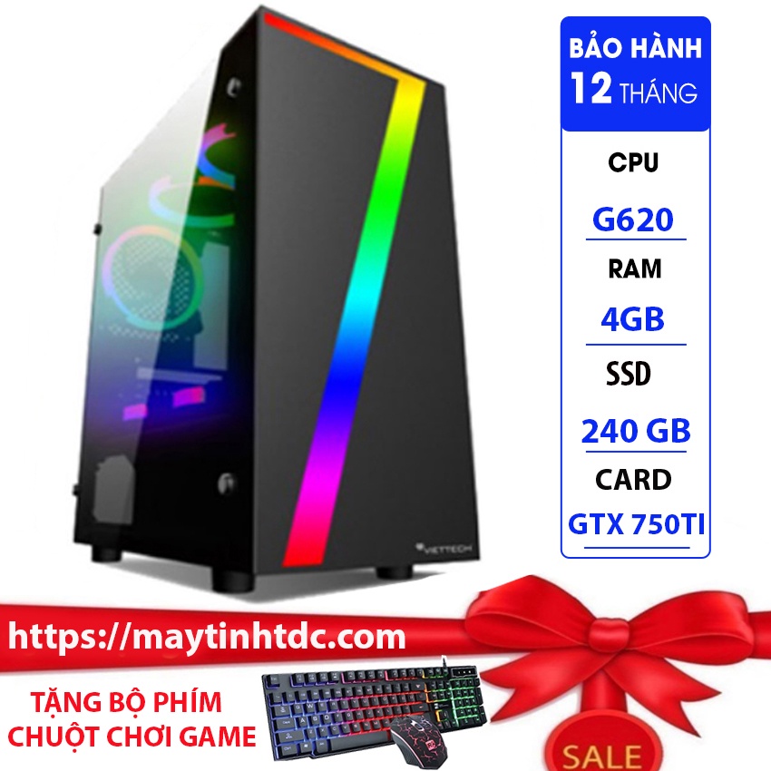 Case MAX PC GAMING X7 CPU G620 Ram 4GB SSD 240GB GTX 750TI Chơi PUBG,LOL,CF,Fifa4,Đế chế...+Bộ Phím Chuột Game
