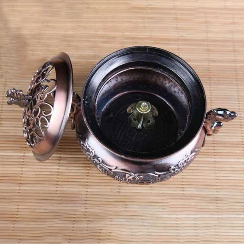 Đế Đốt Trầm Hương Bằng Hợp Kim Họa Tiết Hai Chú Rồng Độc Đáo