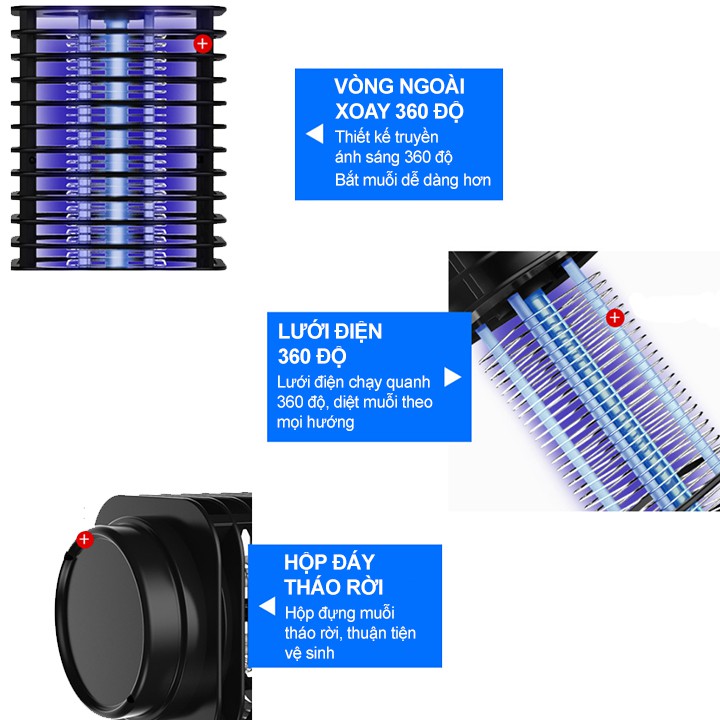 Đèn Bắt Muỗi, Bắt Côn Trùng Thông Minh Thế Hệ Mới Sử Dụng Đèn LED và Đầu Cắm USB Tiện Lợi