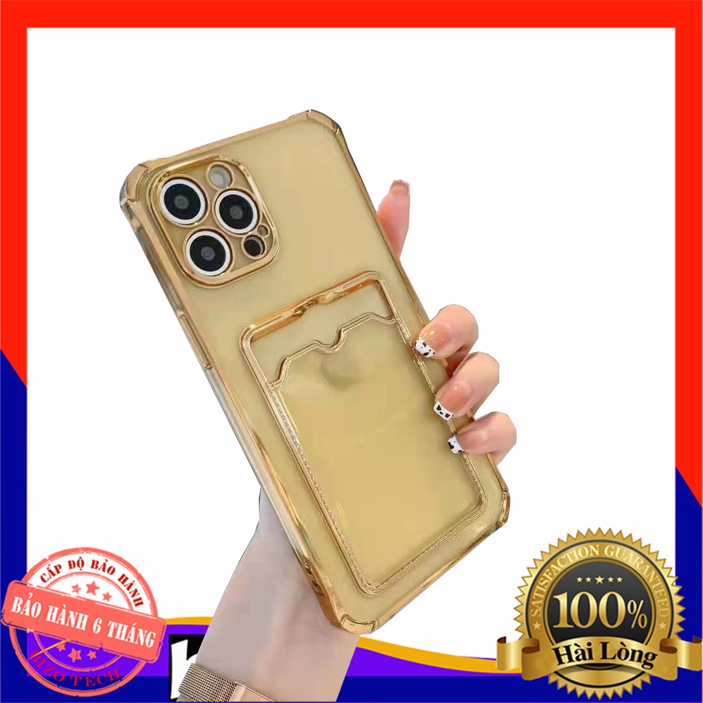 Ốp lưng mạ kim viền gold kiêm ngăn đựng thẻ sang trọng quý phái dùng cho iphone