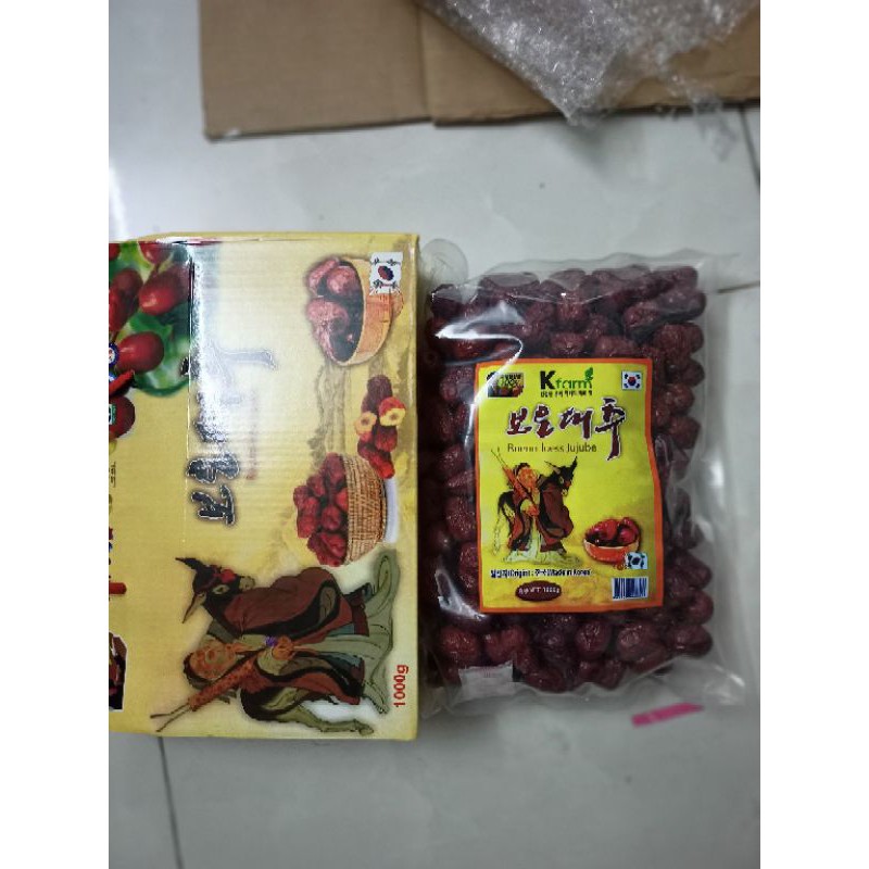  TÁO ĐỎ SẤY KHÔ HÀN QUỐC BOEUN LOESS JU CJUBE HÀNG ĐỦ 1KG, DATE 2025( CÓ TÚI, HỘP KÈM)