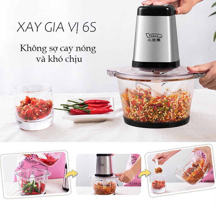 Máy xay thịt Lotor cao cấp với vật liệu thép không rỉ và thủy tinh chịu lực an toàn