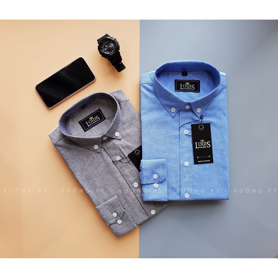 Áo sơ mi nam 2 màu Xám và Xanh nhạt siêu hiếm chất oxford chất dày dặn dáng siêu đẹp | BigBuy360 - bigbuy360.vn