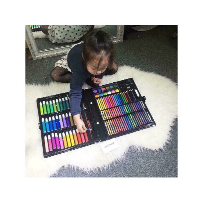 Bộ màu vẽ tranh bao gồm các loại màu vẽ và đồ dùng học tập 150 món cho bé trai và bé gái sáng tạo