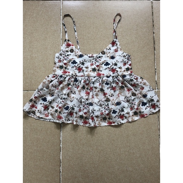 size S áo 2 dây voan hoa croptop mới đét xinh mát 2hand
