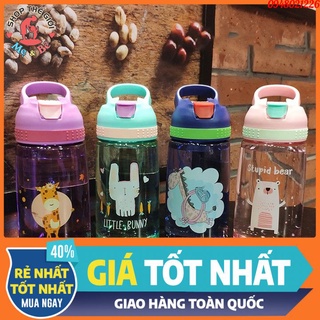 Bình uống nước cho bé có uống hút nắp bật an toàn vệ sinh 500ml