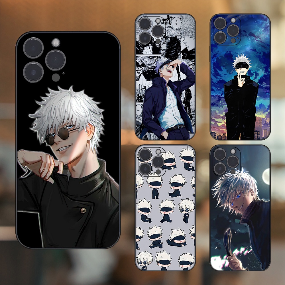 Ốp lưng iPhone 13 Pro Max dẻo đen cạnh vuông in hình Satoru Jujutsu Kaisen