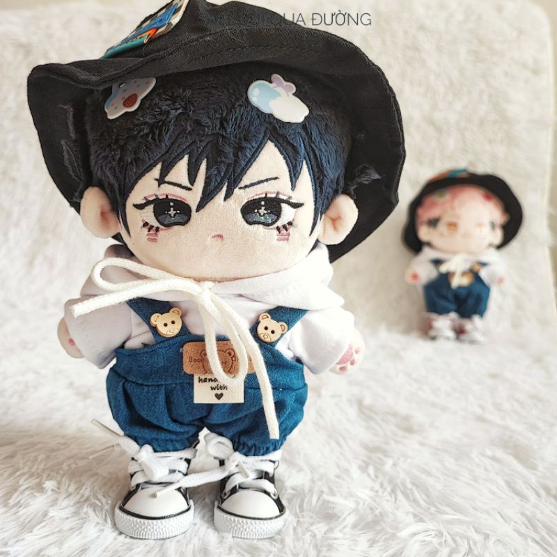 BỘ ÁO HOODIE VÀ QUẦN YẾM CHO BÚP BÊ DOLL 20CM