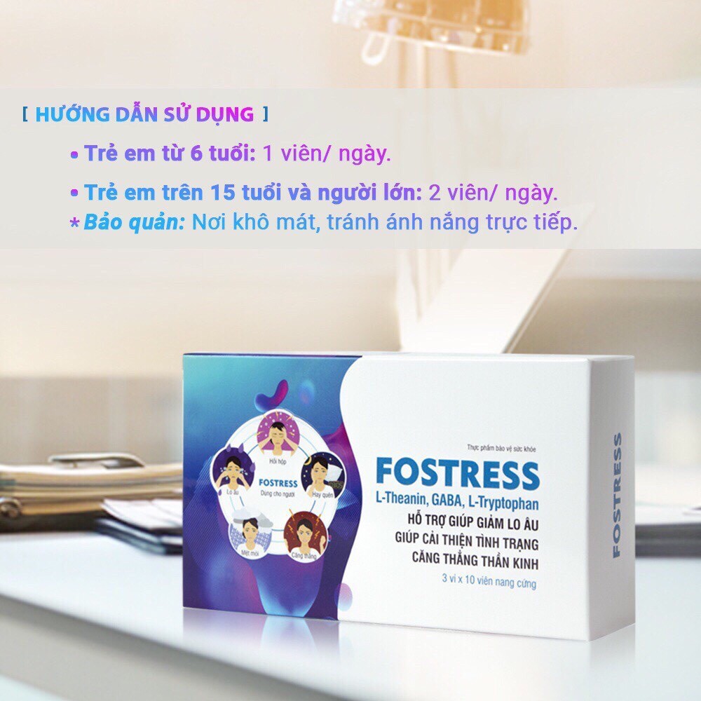 Viên Uống Giảm Căng Thẳng Lo Âu Chăm Sóc Giấc Ngủ Fostress - Hộp 3 Vỉ x 10 Viên