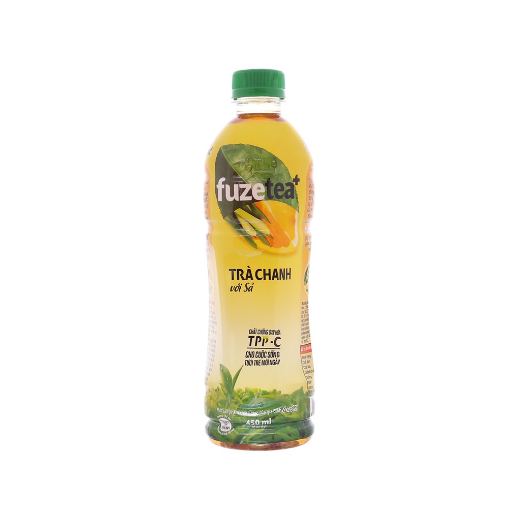 5 chai trà chanh với sả Fuze Tea+ 450ml