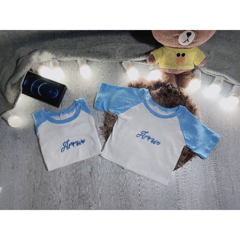 Áo croptop thun borip ảnh thật tay xanh thêu chữ