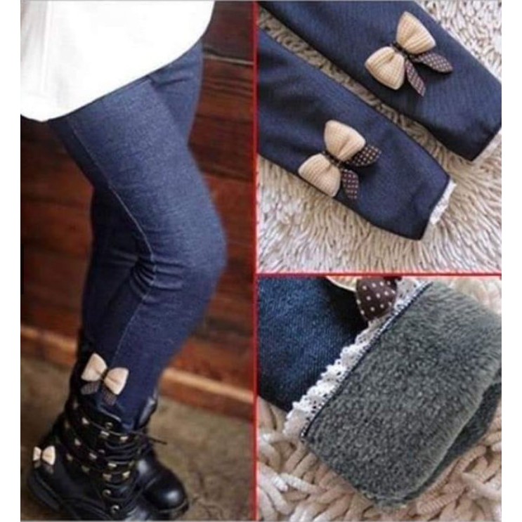 Quần legging cho bé giả bò lót lông - Quần legging giả jean