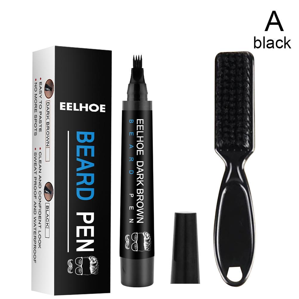 New Two-Color Beard Filling Pen Kit Black Beard Pen + Brush Kit