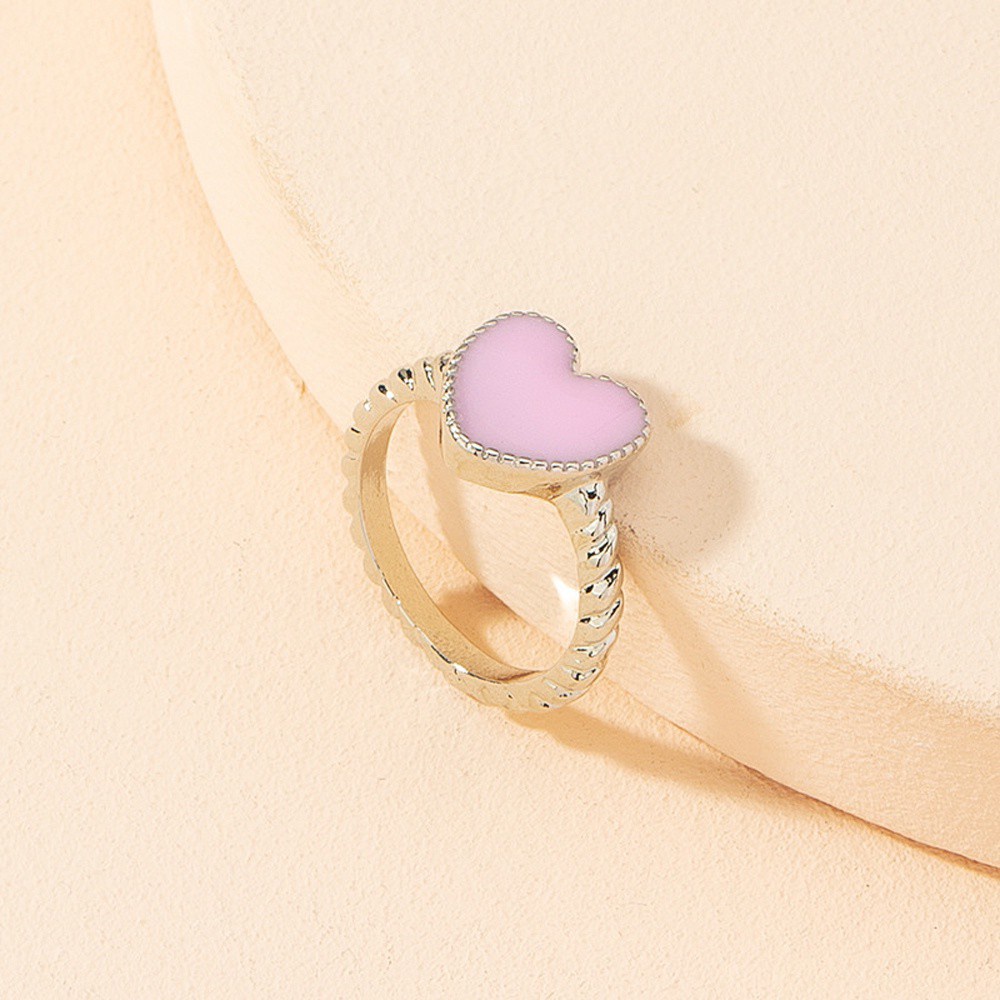 Nhẫn Hai Lớp Hình Trái Tim Nhiều Màu Thời Trang Hàn Quốc Cổ Điển Sáng Tạo Cho Nữ