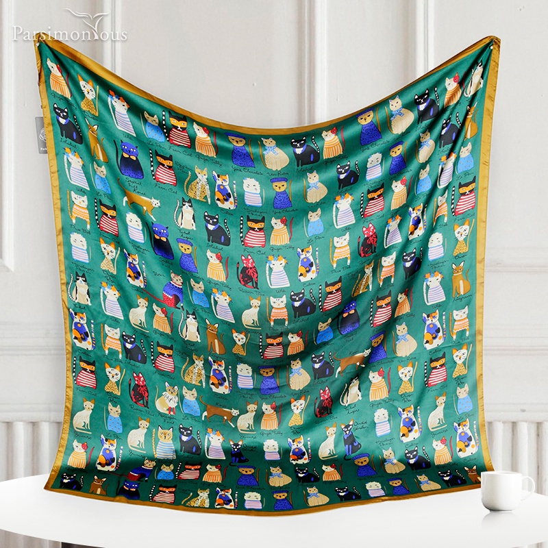 Khăn Choàng Lụa Cỡ Lớn In Họa Tiết Thời Trang Đi Biển WJ1014-37 Kích Thước 110x110cm