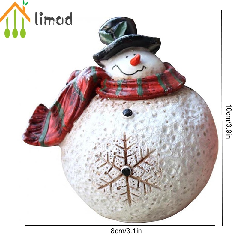 Set 2 đồ trang trí hình ông già noel/ người tuyết bằng nhựa resin màu sắc để bàn trang trí