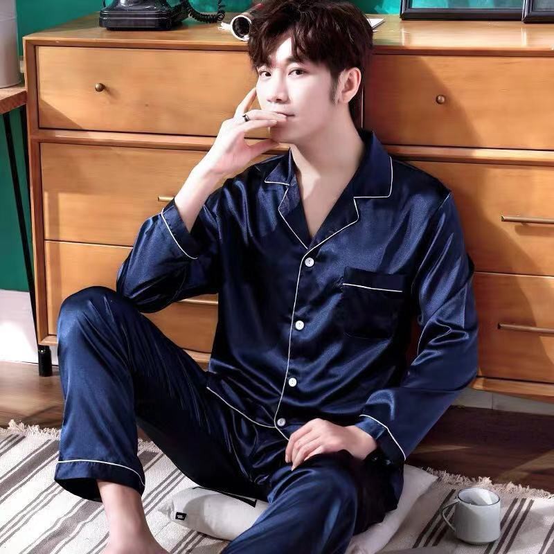 Bộ Pijama Áo Dài Tay Cổ Bẻ + Quần Dài Cho Nam | BigBuy360 - bigbuy360.vn