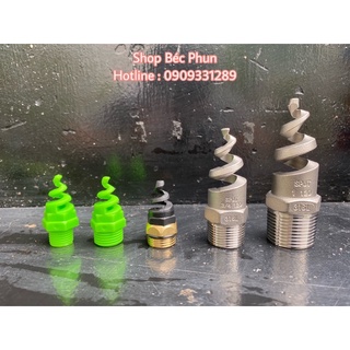 Béc phun xoắn ốc bằng đồng, inox 316 phi 21 27 34