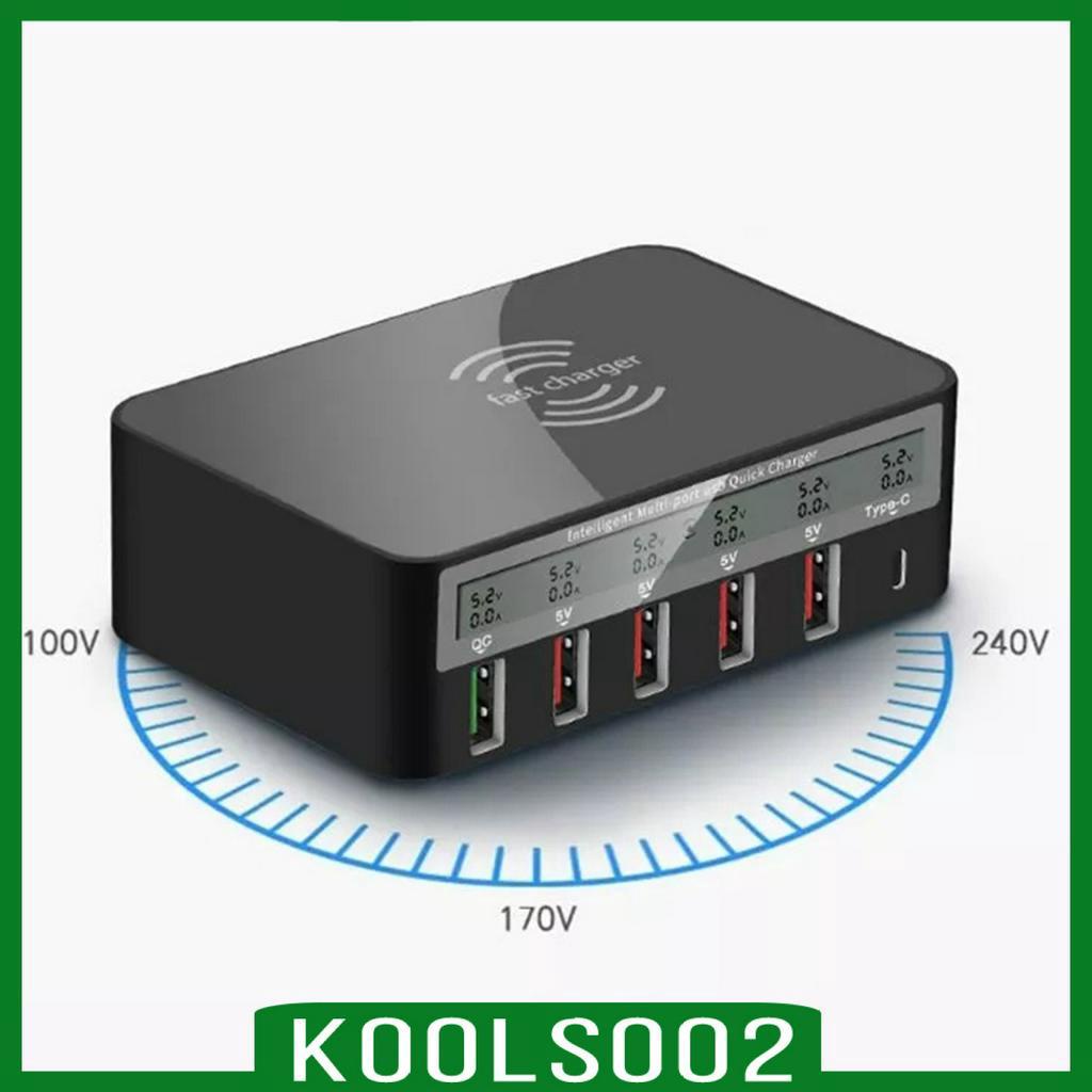 Trạm Sạc 5 Cổng USB 3.0 Type C Qi 5 Cổng QC Cho iPhone iPad EU