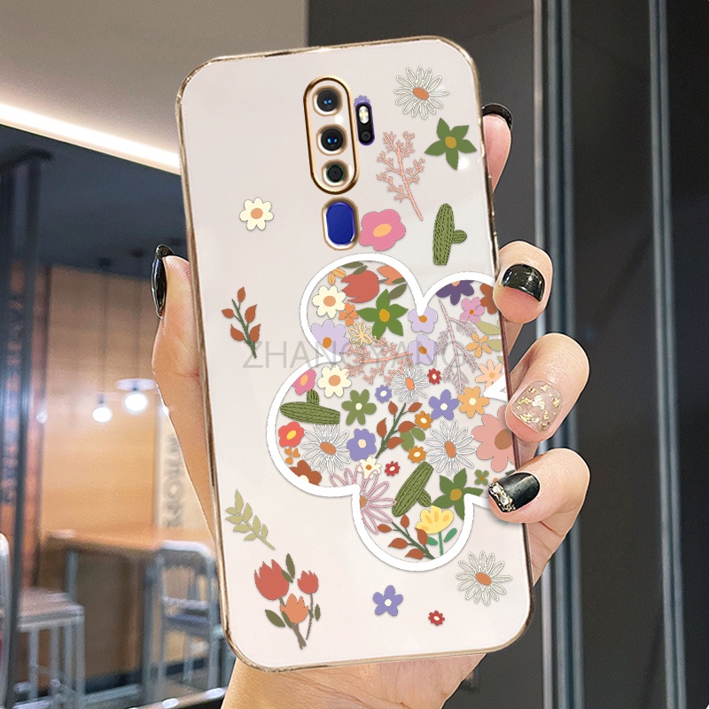 Ốp Điện Thoại Silicone TPU Mạ Điện Họa Tiết Hoa Mùa Hè Cho oppo a5 2020 a9 2020