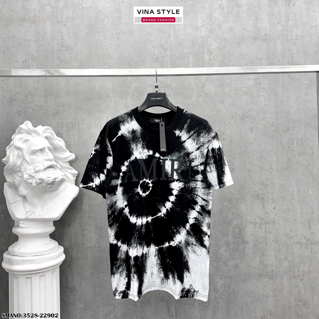 Áo phông Amiri họa tiết đen pha trắng - Áo thun cotton Amiri phối đen trắng họa tiết chìm Unisex