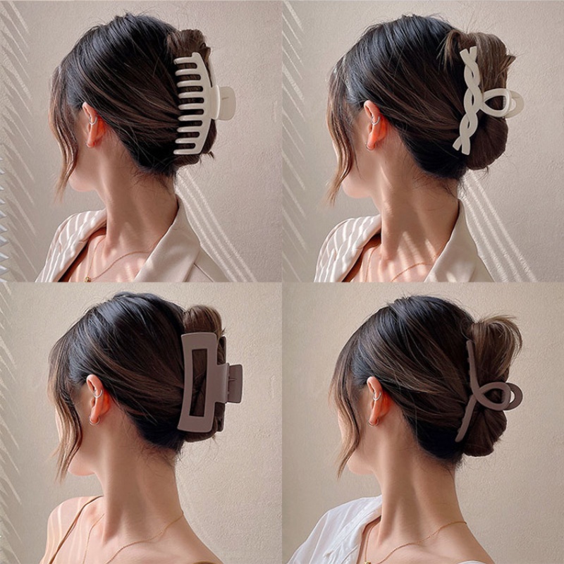Kẹp Tóc Cá Mập Cà Phê Phong Cách Hàn Quốc