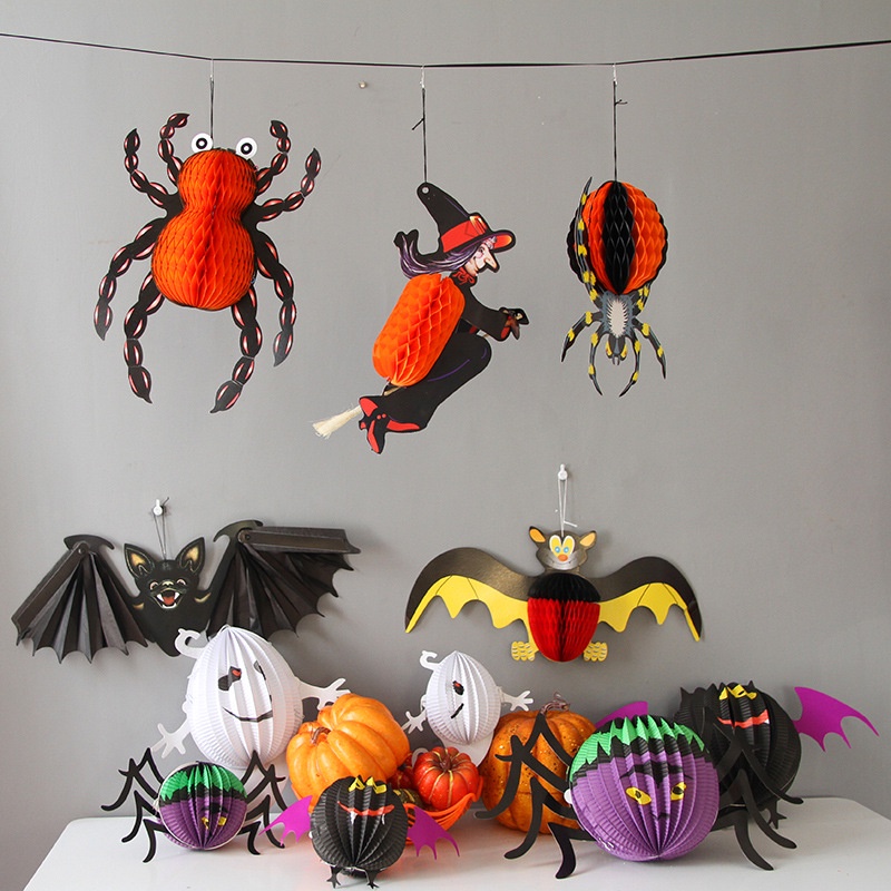 Halloween Kinh Dị Origami Treo Đồ Trang Trí Nhà Ma Ám Nhà Hàng Trong Nhà Nhện Thủ Công Trẻ Em Đạo Cụ