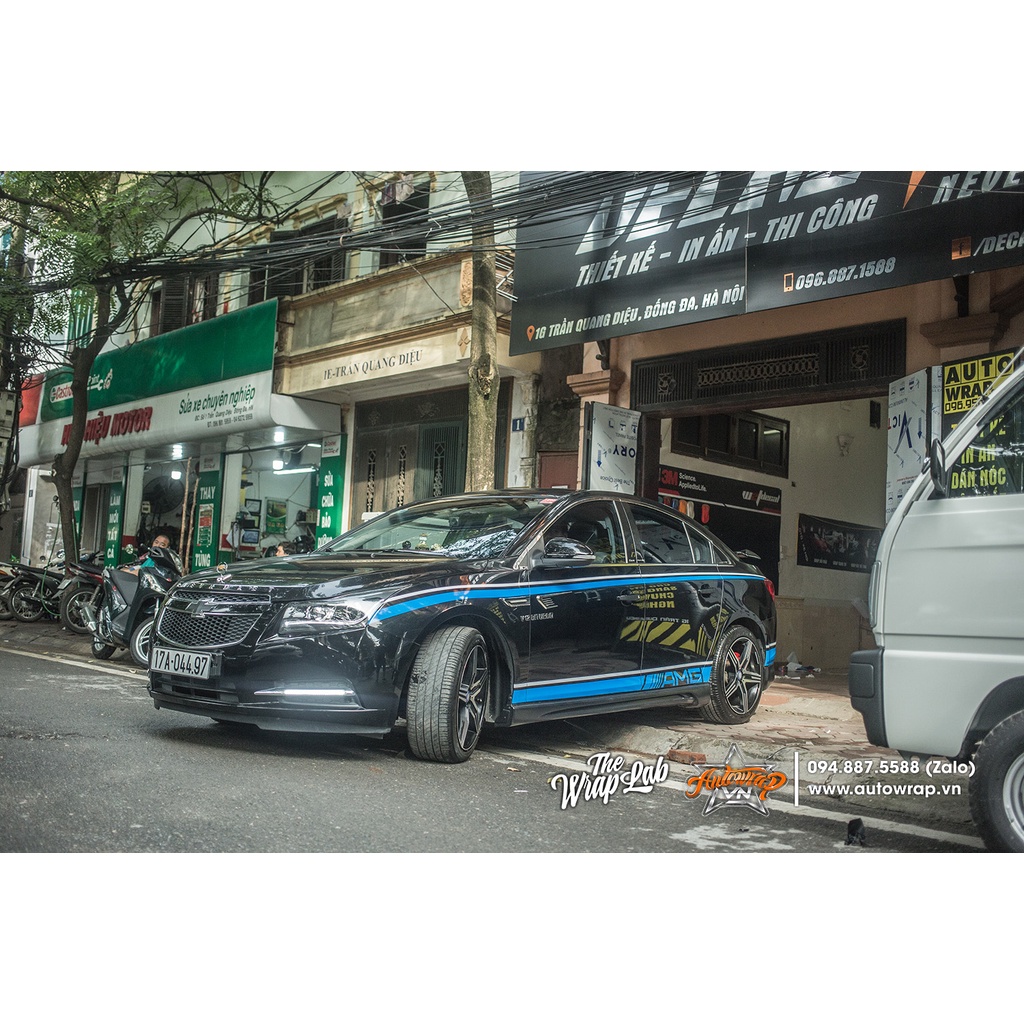 Tem họa tiết xe Cruze AMG Racing - Tem họa tiết ô tô Chevrolet, tem dán sườn xe thể thao