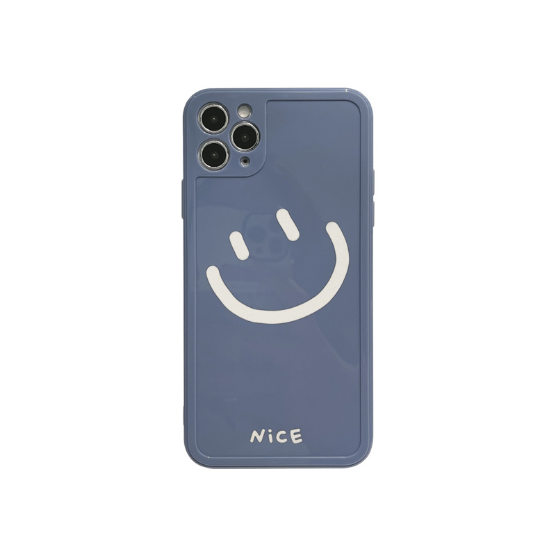 Ốp điện thoại TPU mềm màu trơn hình mặt cười thích hợp cho iPhone 14 13 12 Mini 11 Pro Max 7 8 Plus Xr Xs Max SE 2020
