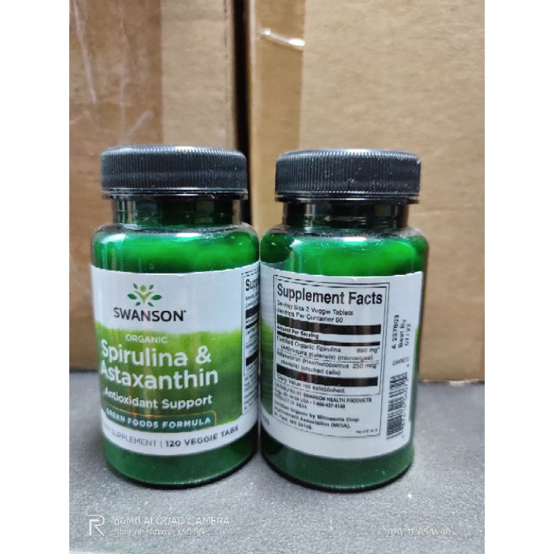 Thực Phẩm Bảo Vệ Sức Khỏe Swanson Organic Spirulina & Astaxanthin 120v