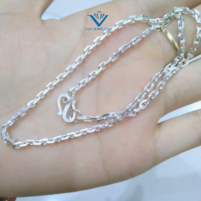 Dây chuyền bạc Dây vuông đặc bạc ta cho bé Van jewelry