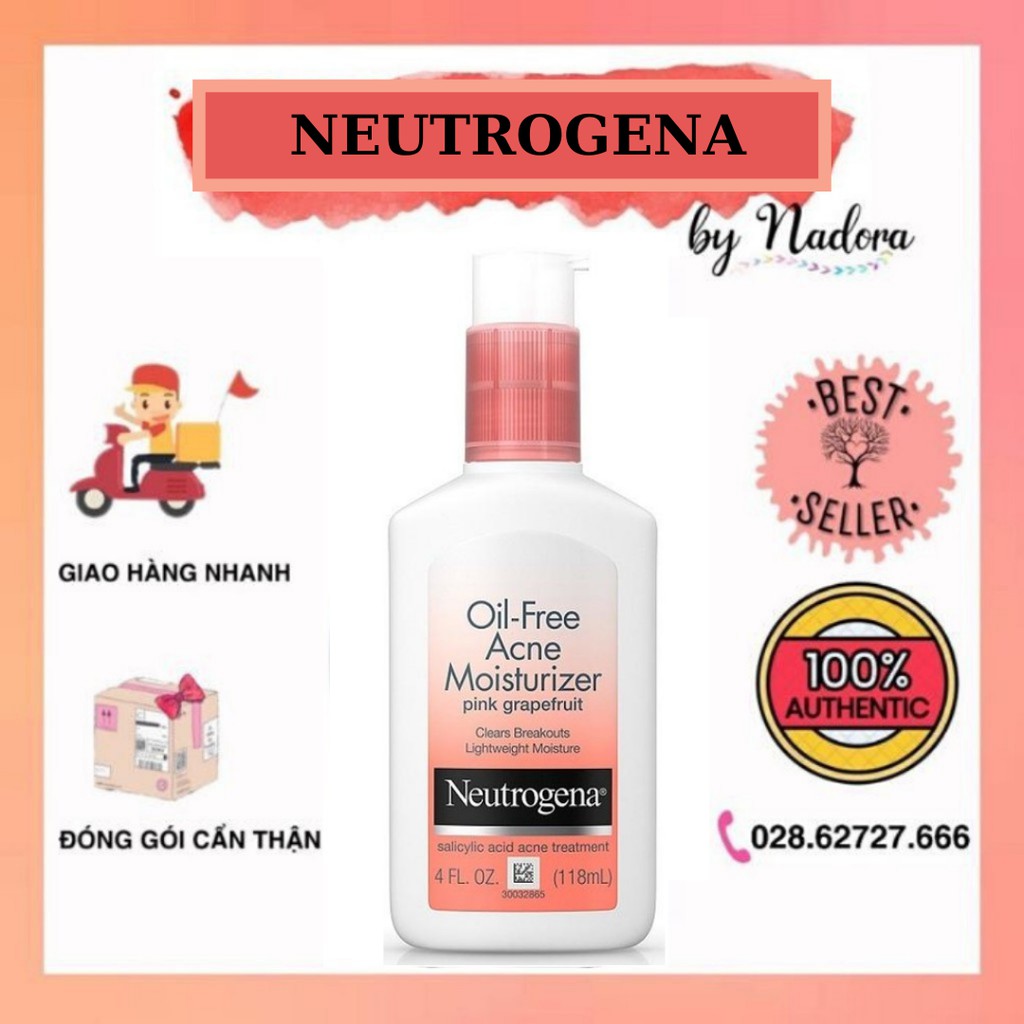 Kem Dưỡng Neutrogena Oil Free Acne Moisturizer Pink Grapefruit (118ml)