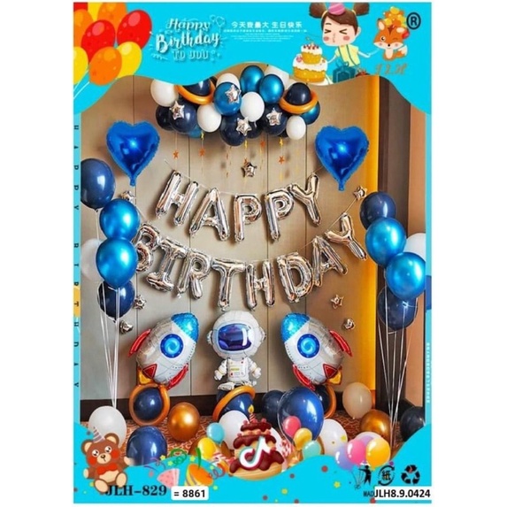 Sét trang trí sinh nhật bé trai bé gái màu sắc siêu đẹp không bao gồm rèm và số