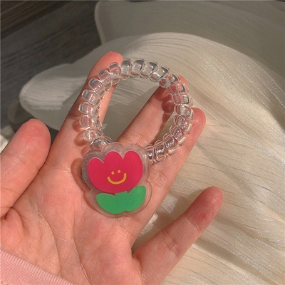 Dây Buộc Tóc Cao Su Co Giãn Trong Suốt Hình Hoa Dễ Thương Thời Trang Cho Bé Gái