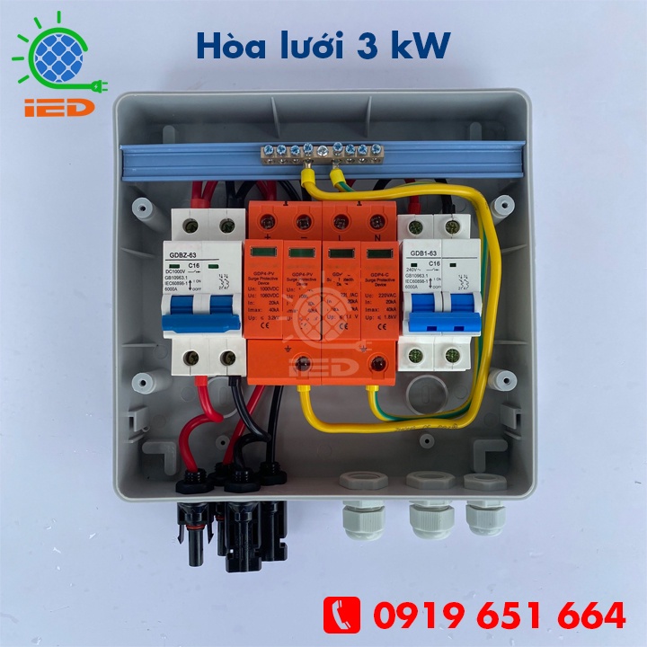 Tủ điện năng lượng mặt trời 3 kW 1 pha - tủ điện solar, tủ điện mặt trời 3kw 1 pha, tủ điện đấu nối sẵn