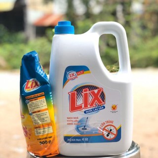 Nước lau sàn Lix đuổi côn trùng 4L Tặng Tẩy Tolet 650g